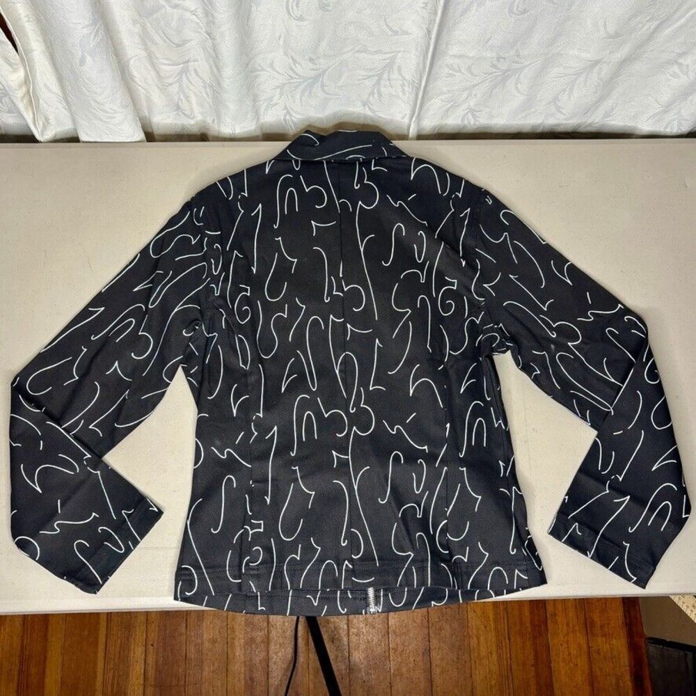 Newport News Styleworks VNTGBlack White Pleated Stretch Zip Jacket Womens Size 4 - Picture 2 of 8